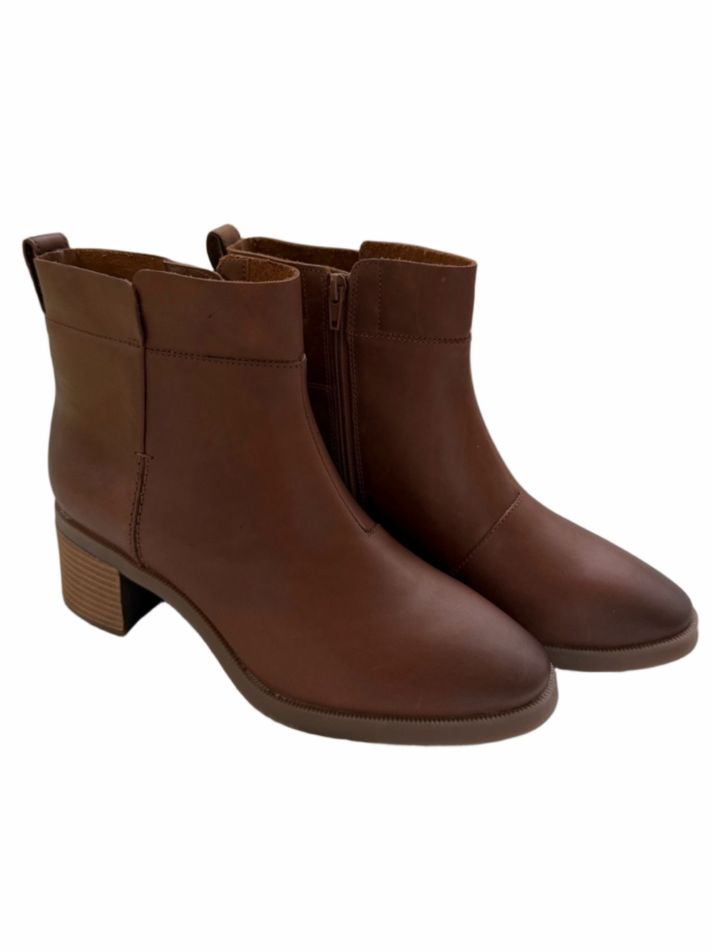 CLARKS Lileigh Charm Women’s Leather Ankle Boots Mushroom Oily Brown Size 10 NEW